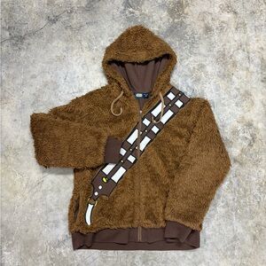 Star Wars Chewbacca Zip Up Hoodie Furry Costume Sweater Size Medium